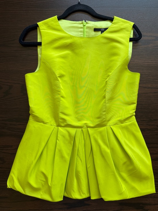 Tibi Tops - Tibi Silk Peplum Sleeveless Blouse Chartreuse Size 6
